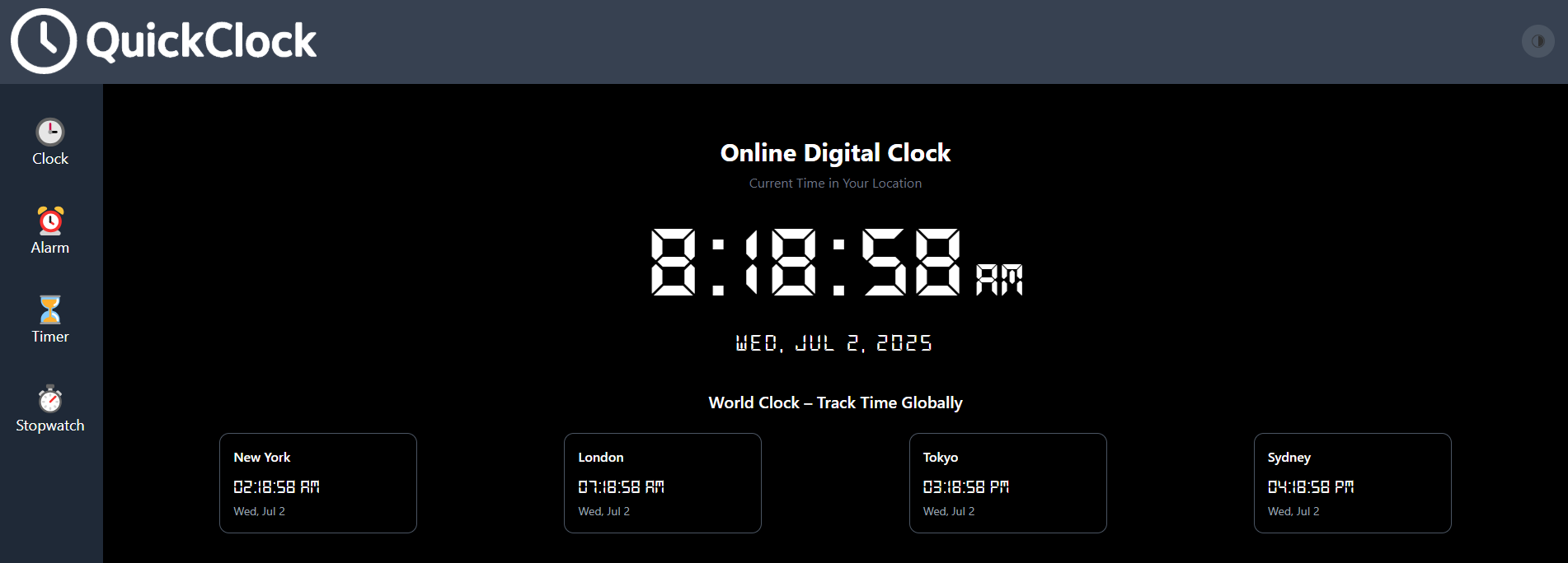 وسائط Quickclock - أنظف ساعة مجانية على الإنترنت مع الإنذار ، المؤقت وساعة توقيت 1