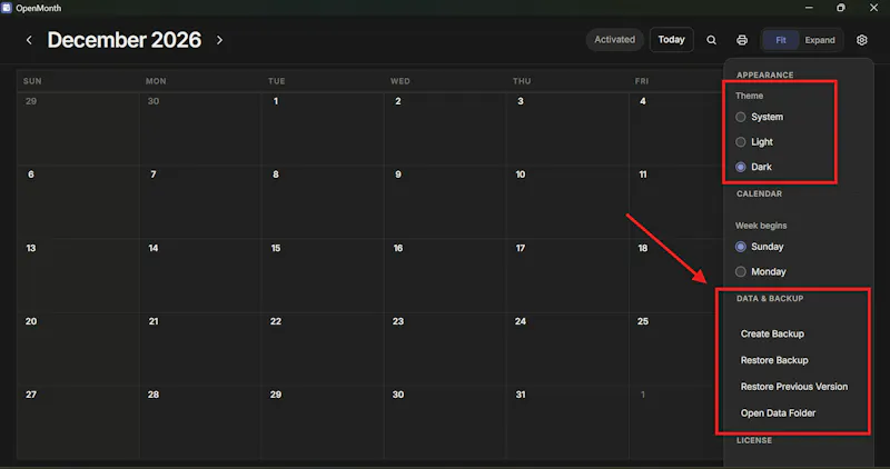 OpenMonth screenshot 4
