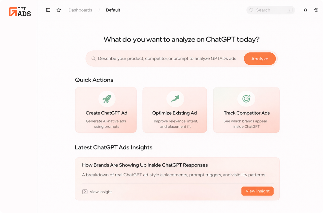 GPT Ads - Main product screenshot demonstrating key features and user interface