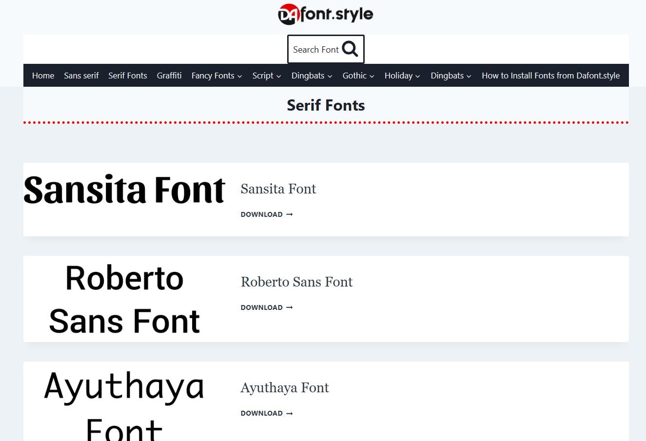 Dafont Style - Free Fonts - Main screenshot showing features and interface