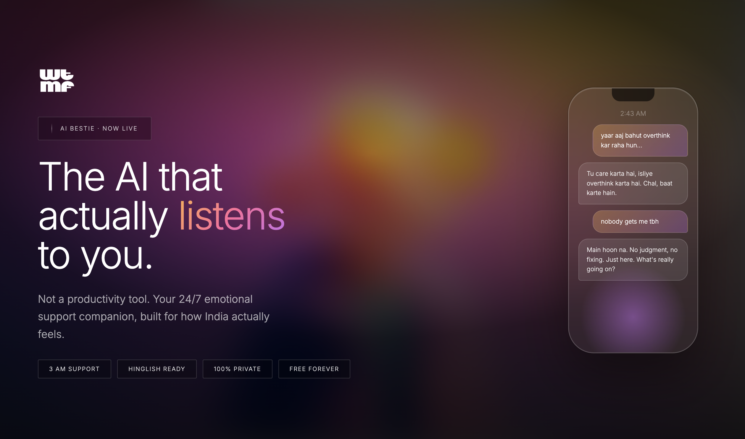 WTMF AI (What's The Matter, Friend?) gallery image