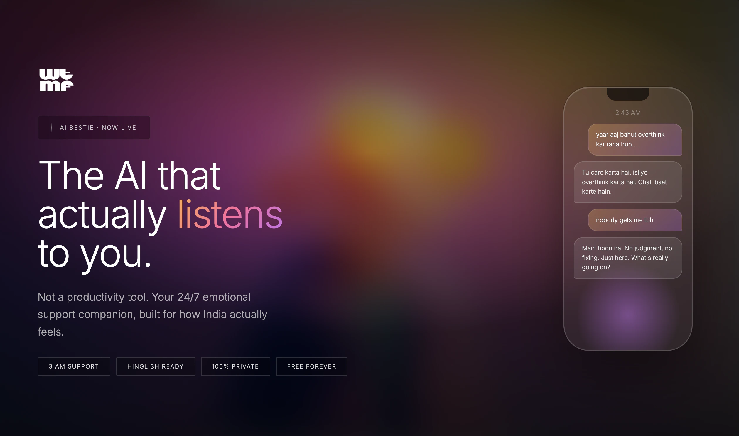 WTMF AI (What's The Matter, Friend?)