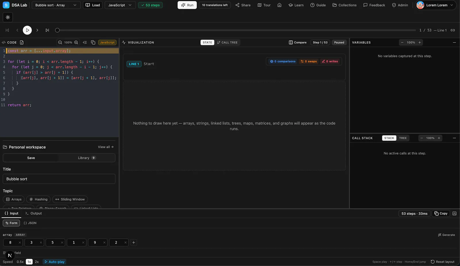 DSA Lab screenshot 1