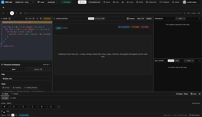 DSA Lab screenshot 1