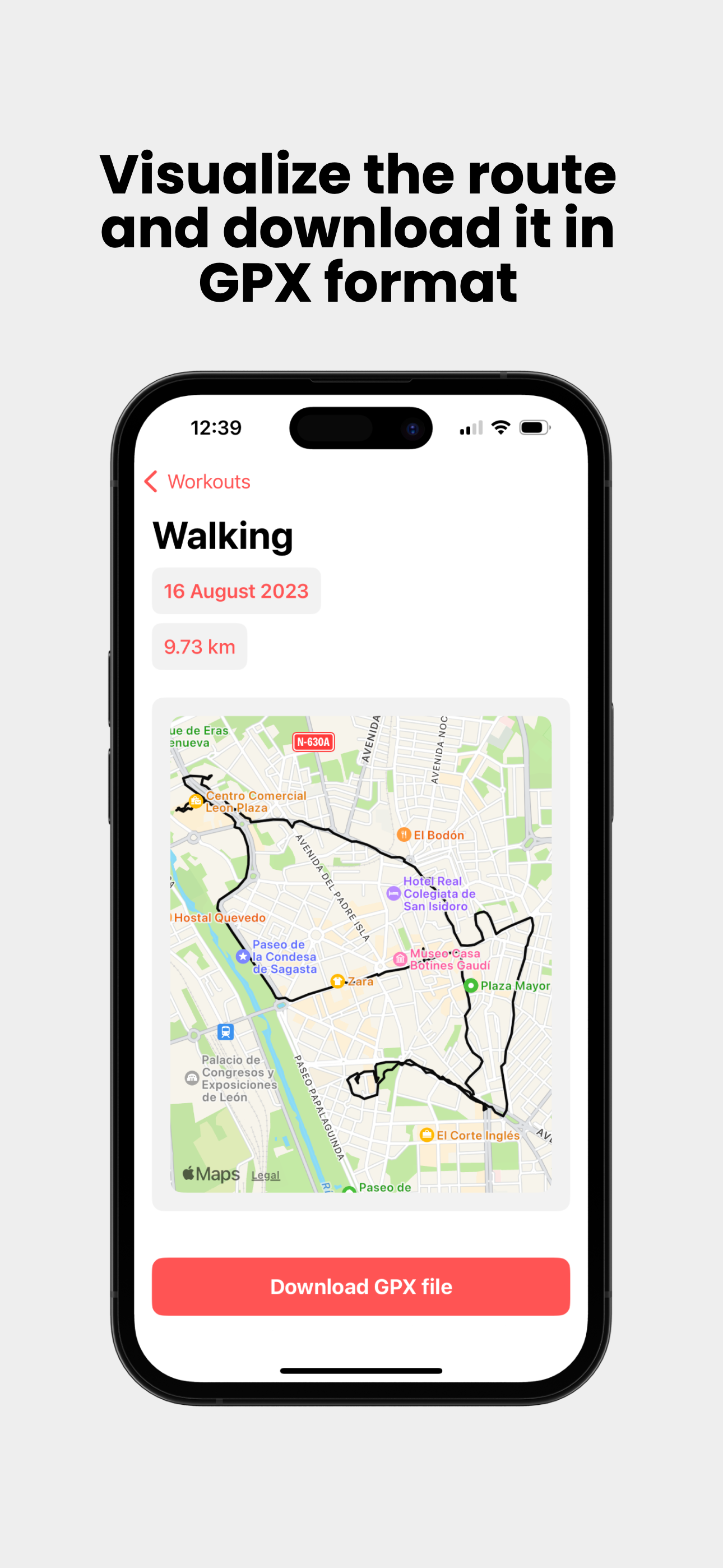 Média GPX Workouts - Application iOS 1
