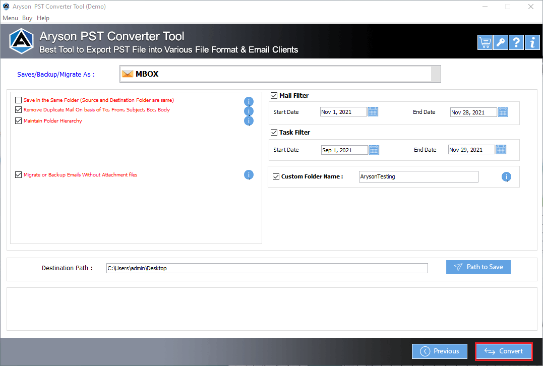Convertitore di file PST Aryson media 7