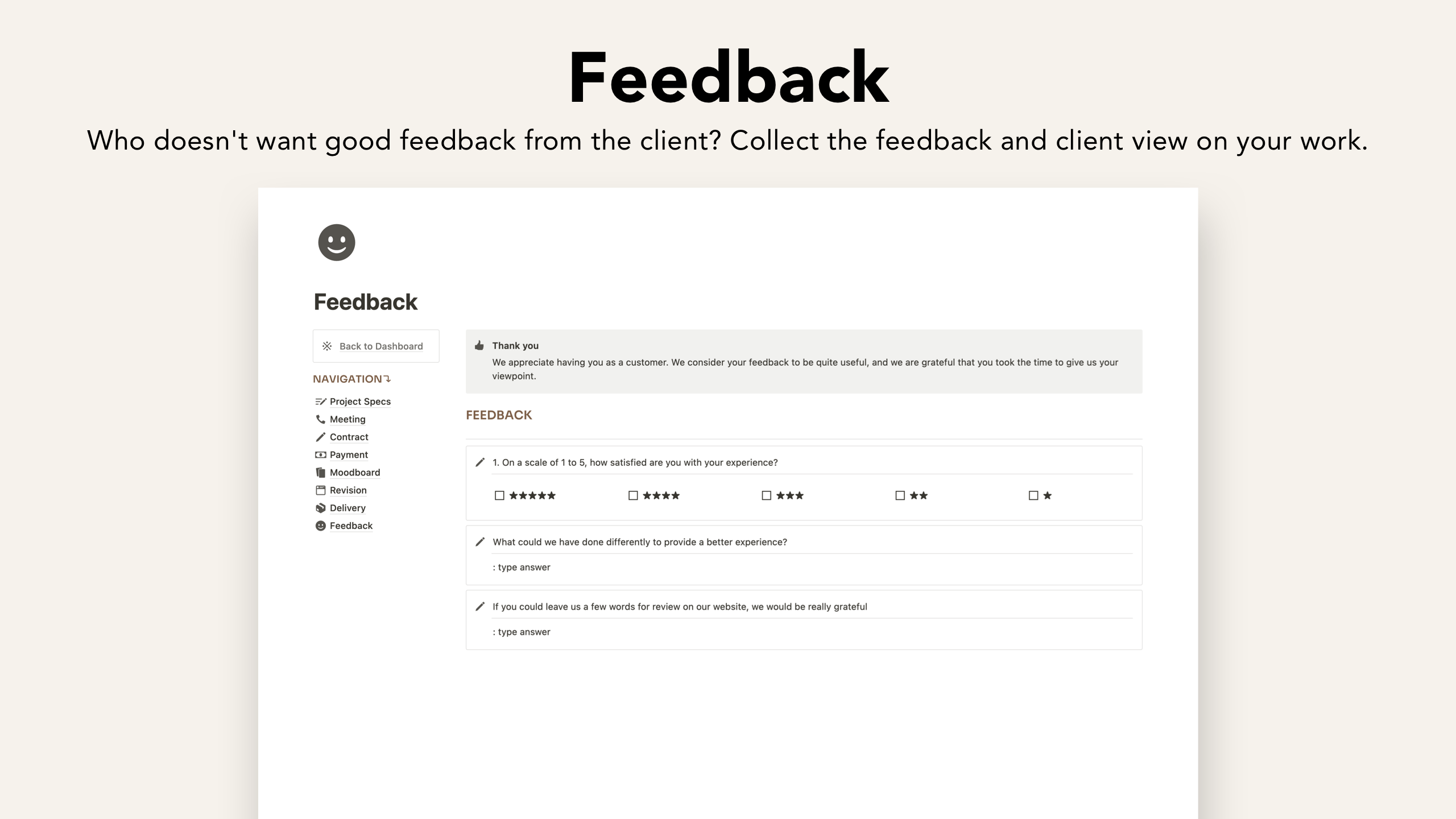 Mídia 4 de Design estético do portal do cliente - Um portal de clientes de noção para seus clientes