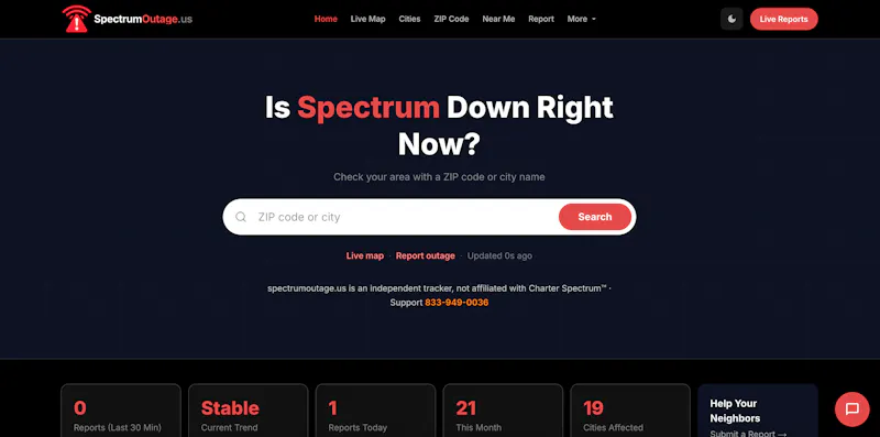 SpectrumOutage.us screenshot 1