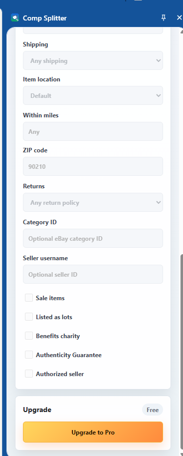 Comp Splitter: eBay Sold & Active Comps gallery image