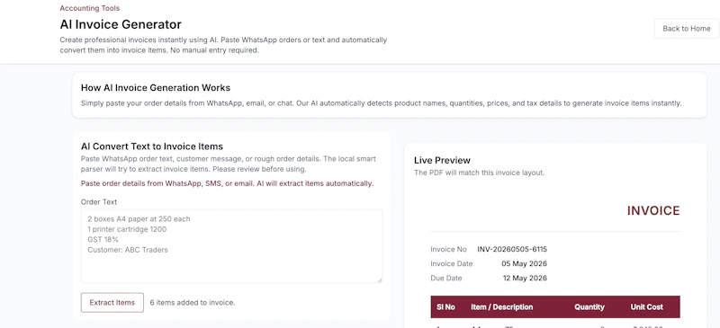 AI Invoice Generator screenshot 1