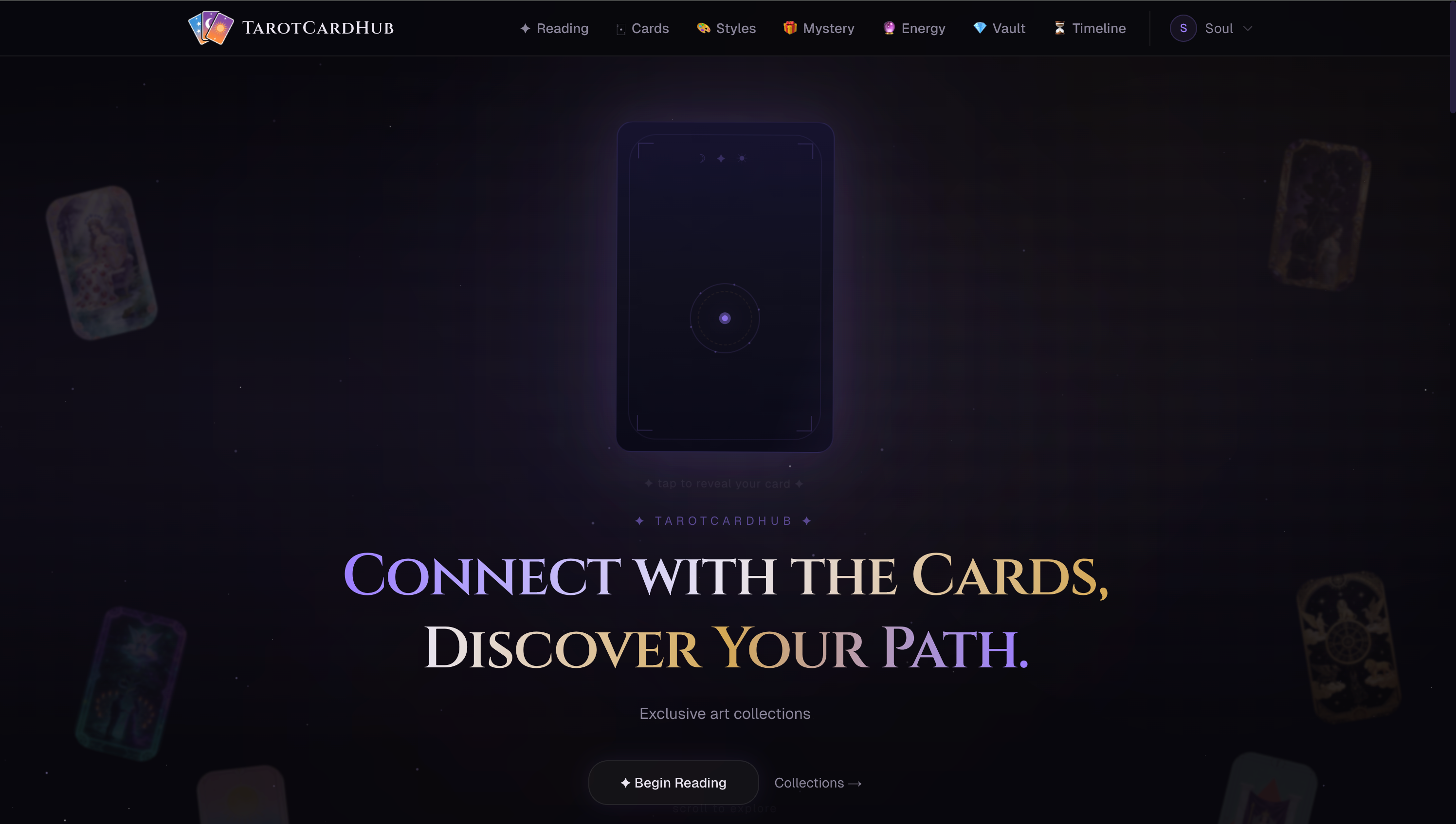TarotCardHub - Main product screenshot demonstrating key features and user interface