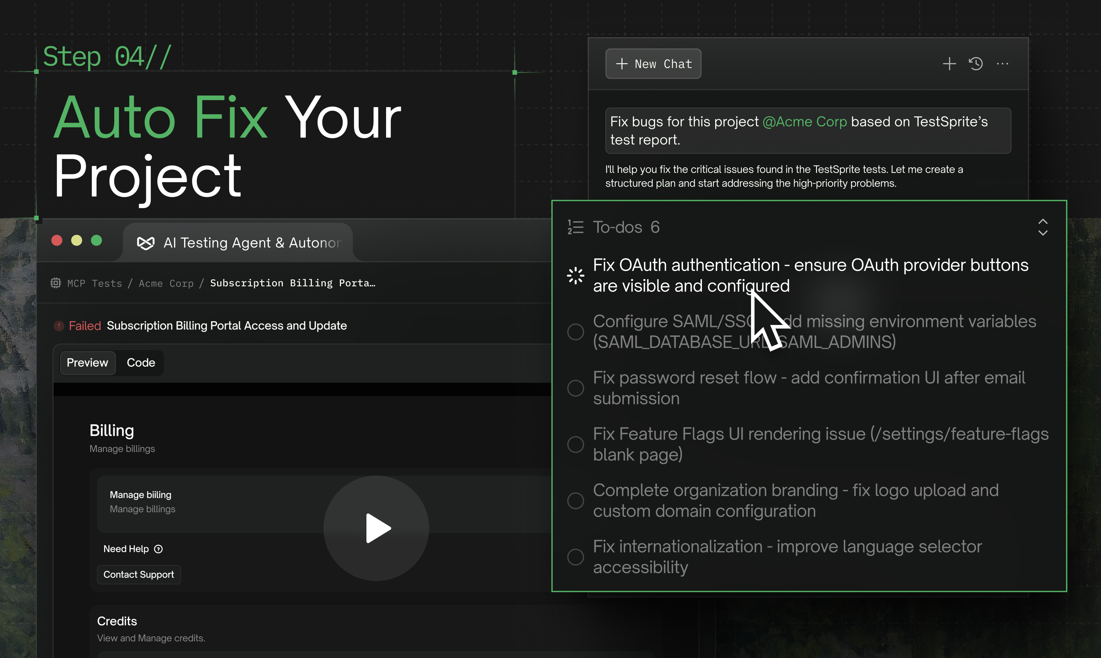 TestSprite 2.1 - Screenshot 5 showing product features and functionality