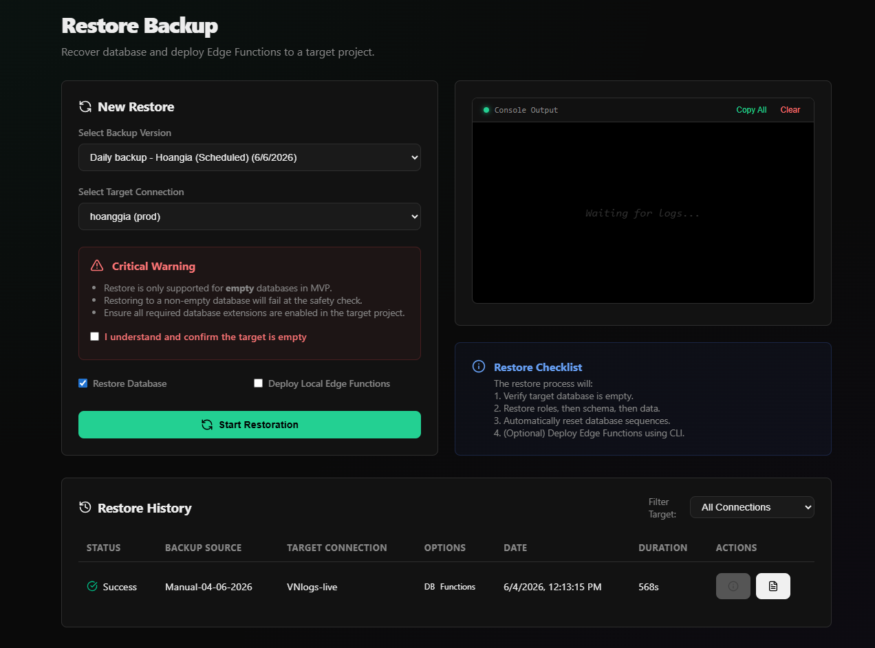 Snapabase — Supabase Backup & Restore gallery image