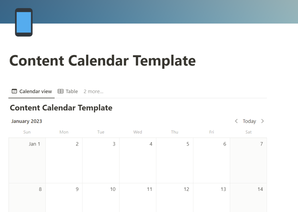 Content Calendar Notion Template