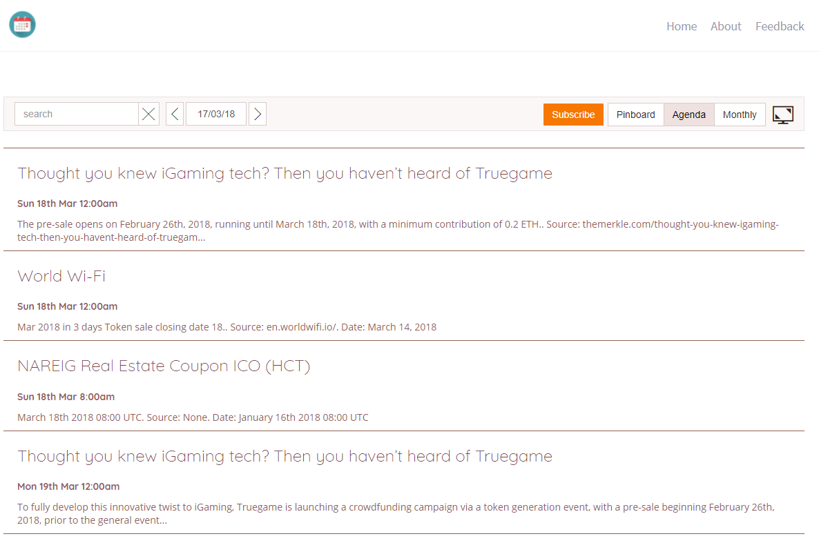 Crypto Calendar Beta gallery image