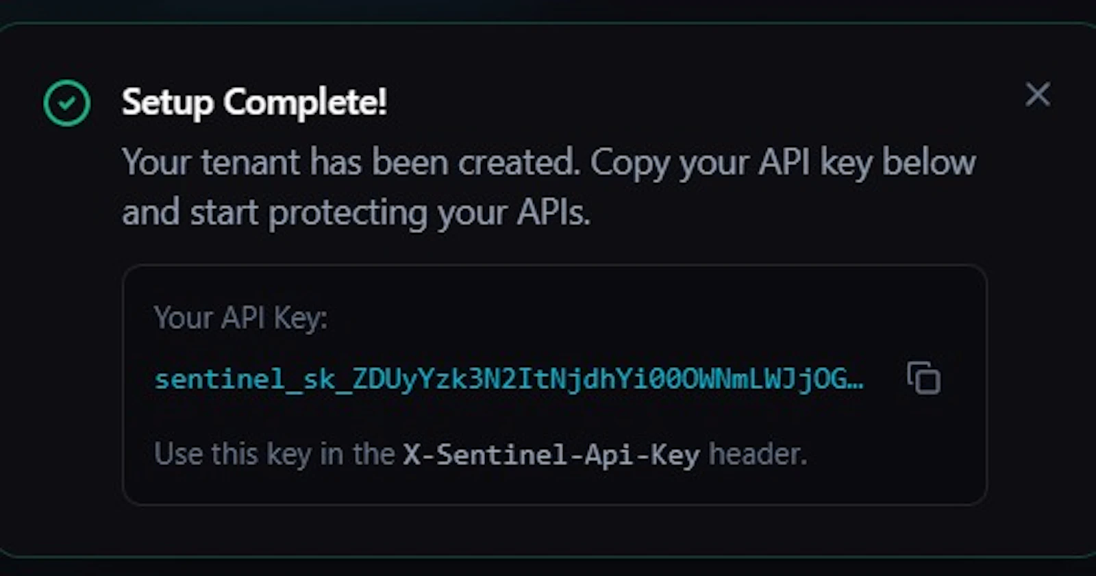 Sentinel API screenshot 1