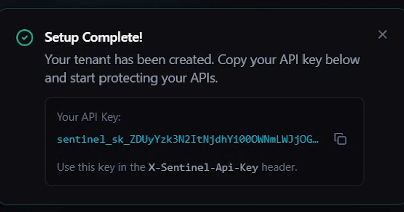 Sentinel API screenshot 1