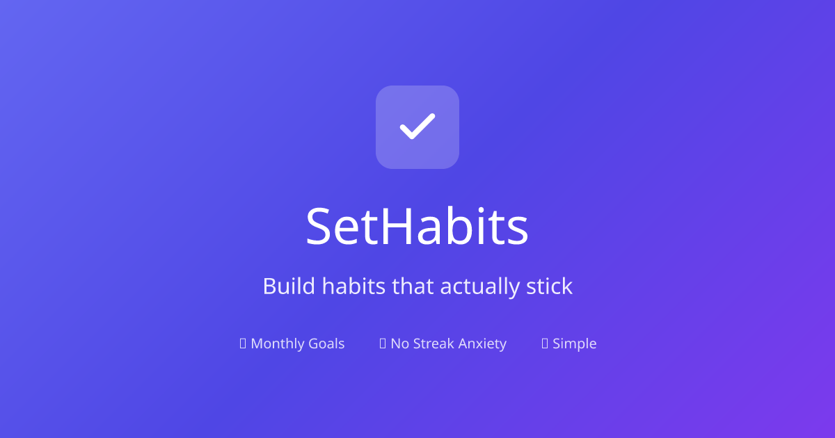 SetHabits - Main product screenshot demonstrating key features and user interface