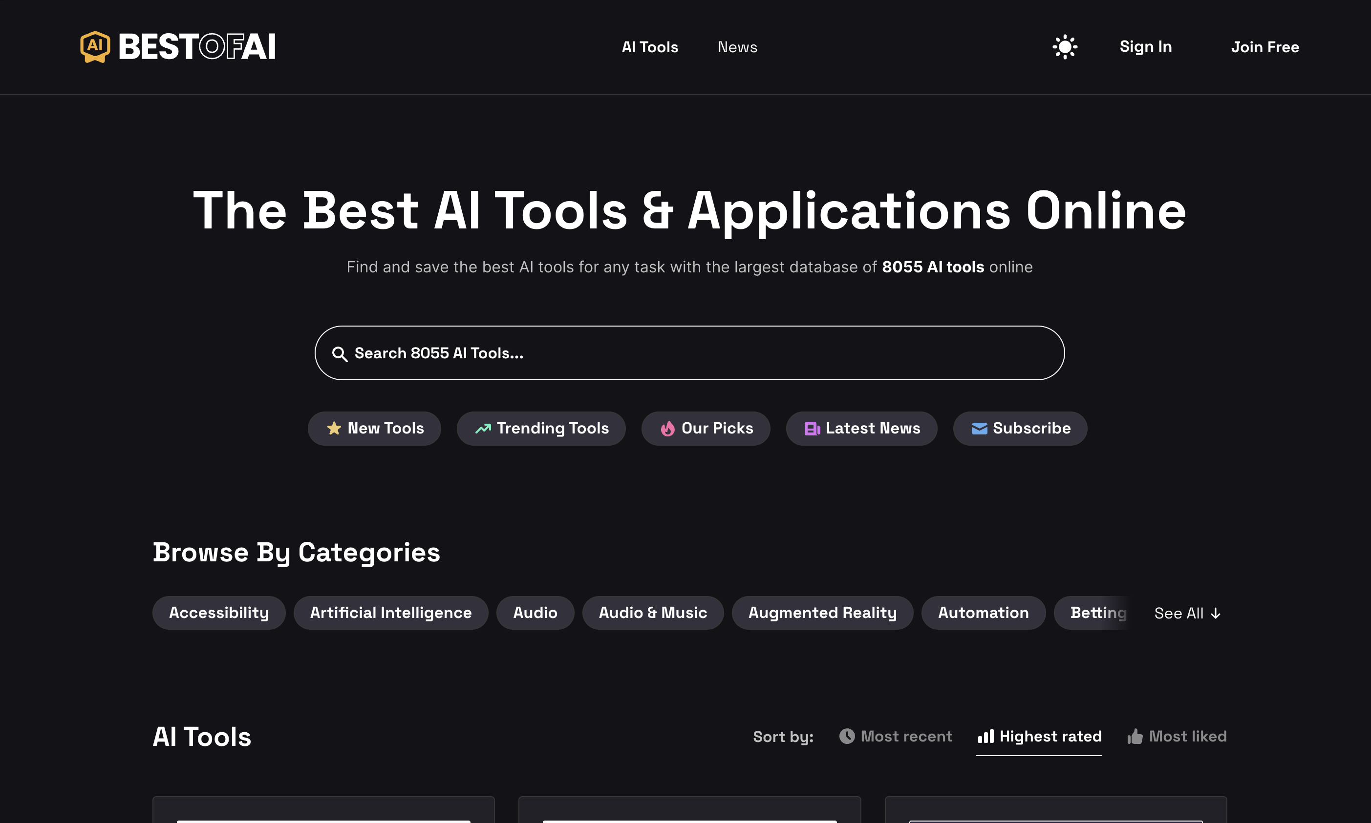 최고 AI - 최고의 AI 도구 디렉토리 온라인 |8000 도구 및 앱 미디어 2