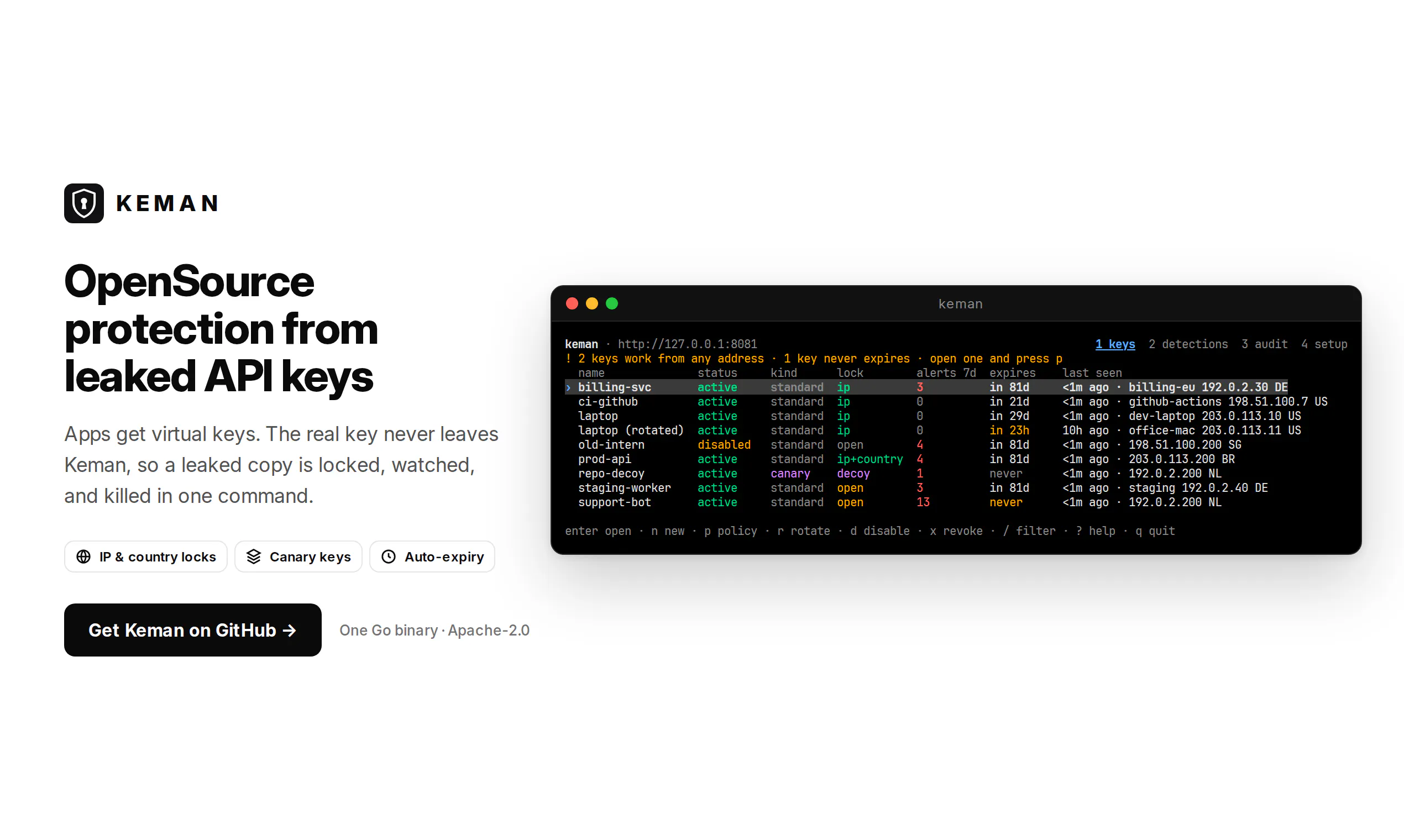 Keman - Protection from leaked API keys gallery image