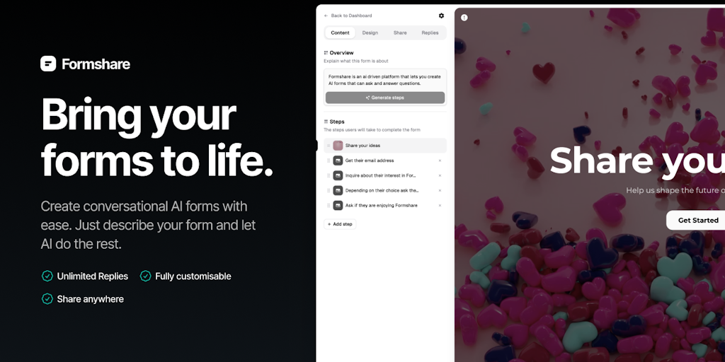 Formshare - Create conversational AI forms, for free | Product Hunt