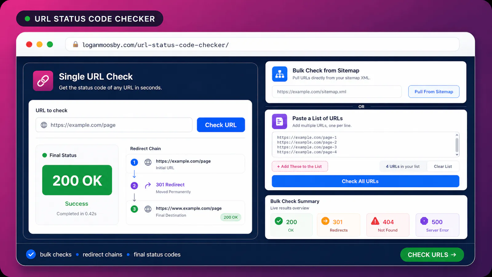 URL Status Code Checker screenshot 1