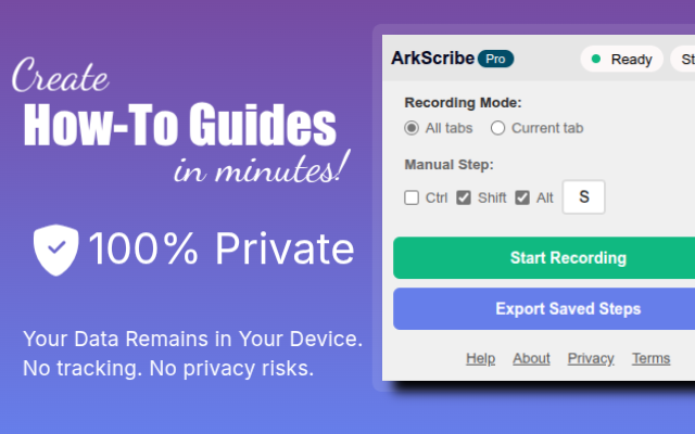 ArkScribe - Step by Step Guides Creator - Main product screenshot demonstrating key features and user interface