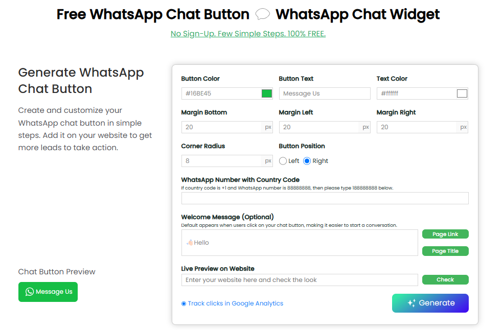Mídia 1 de Gerador de botão de bate -papo do WhatsApp - Botão de bate -papo do WhatsApp, WhatsApp Chat Widget, WhatsApp Widget