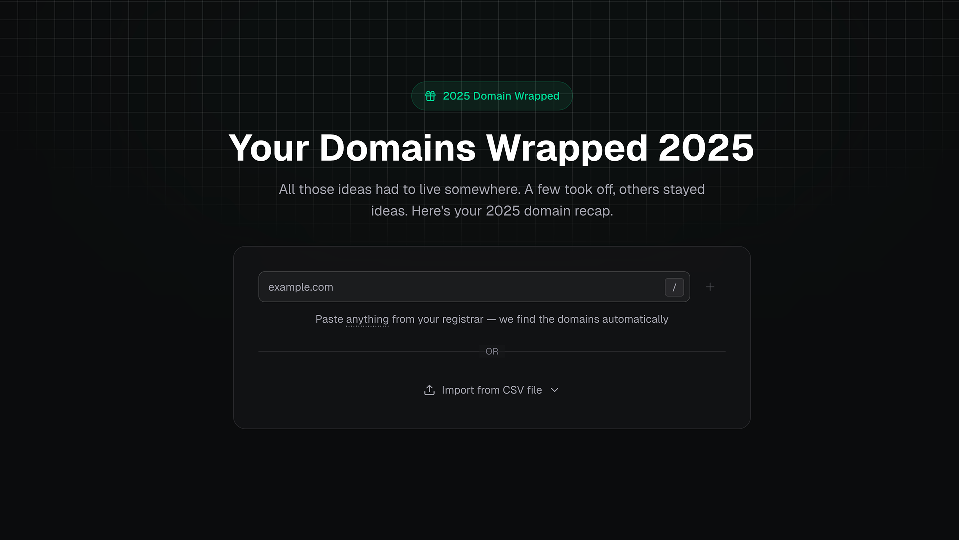 Your Domains Wrapped 2025 - Main product screenshot demonstrating key features and user interface