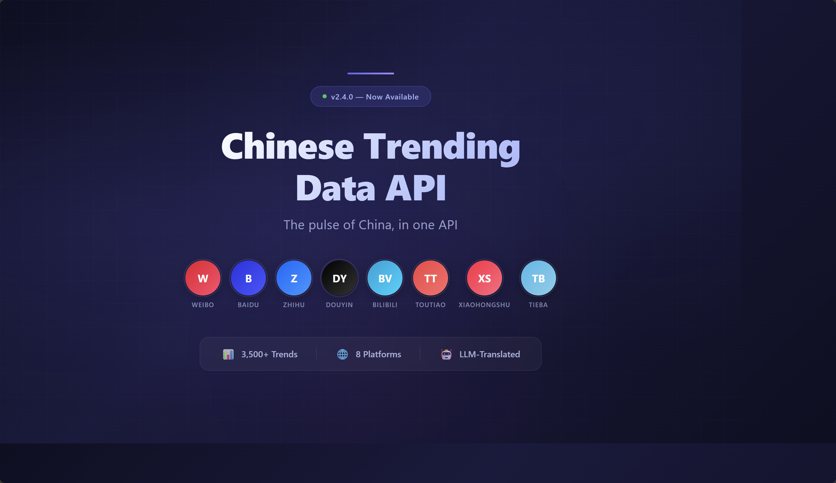 **Chinese Trending Data API** gallery image