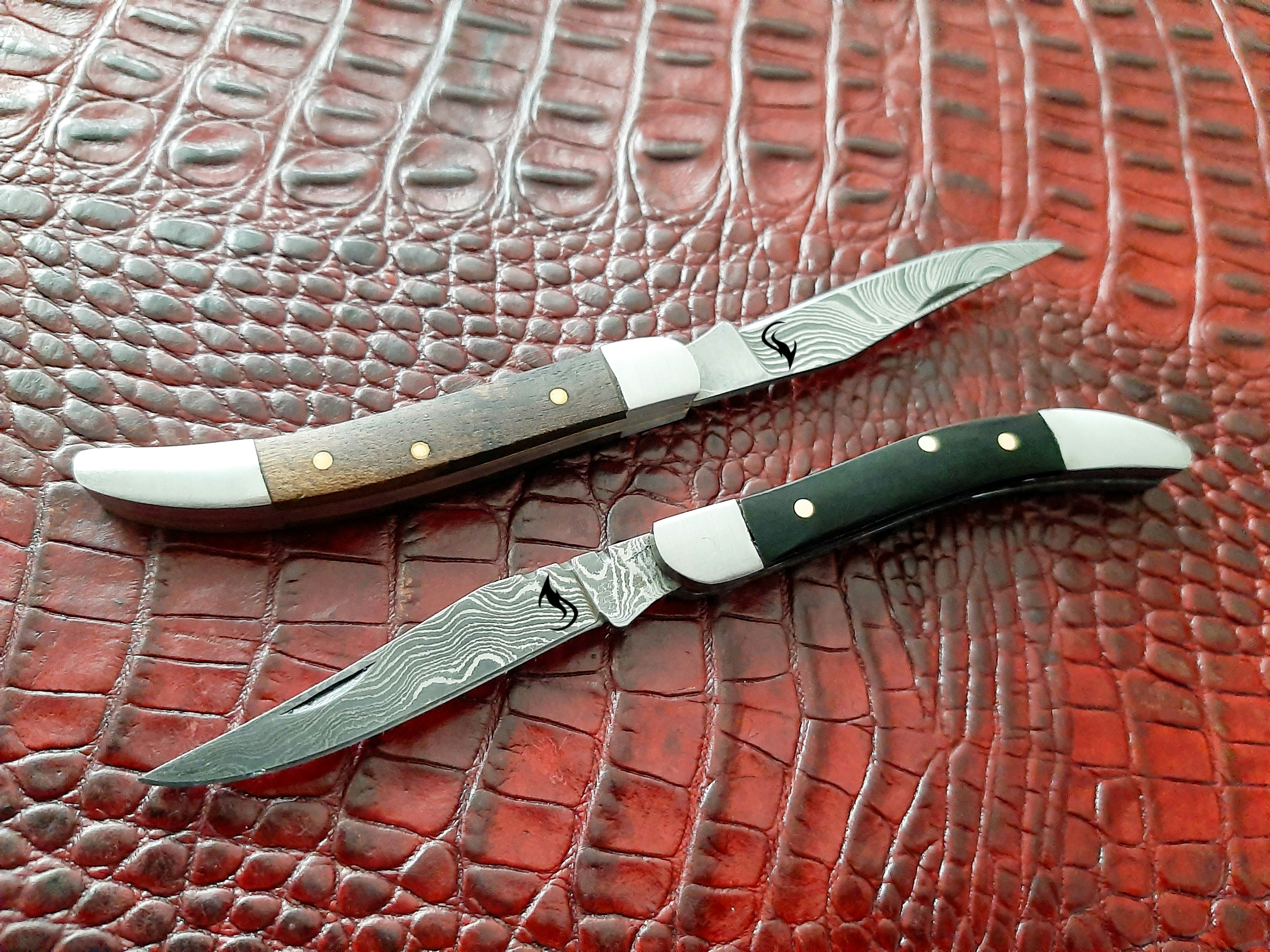 Damascus Pocket Knife & Wakizashi Sword 