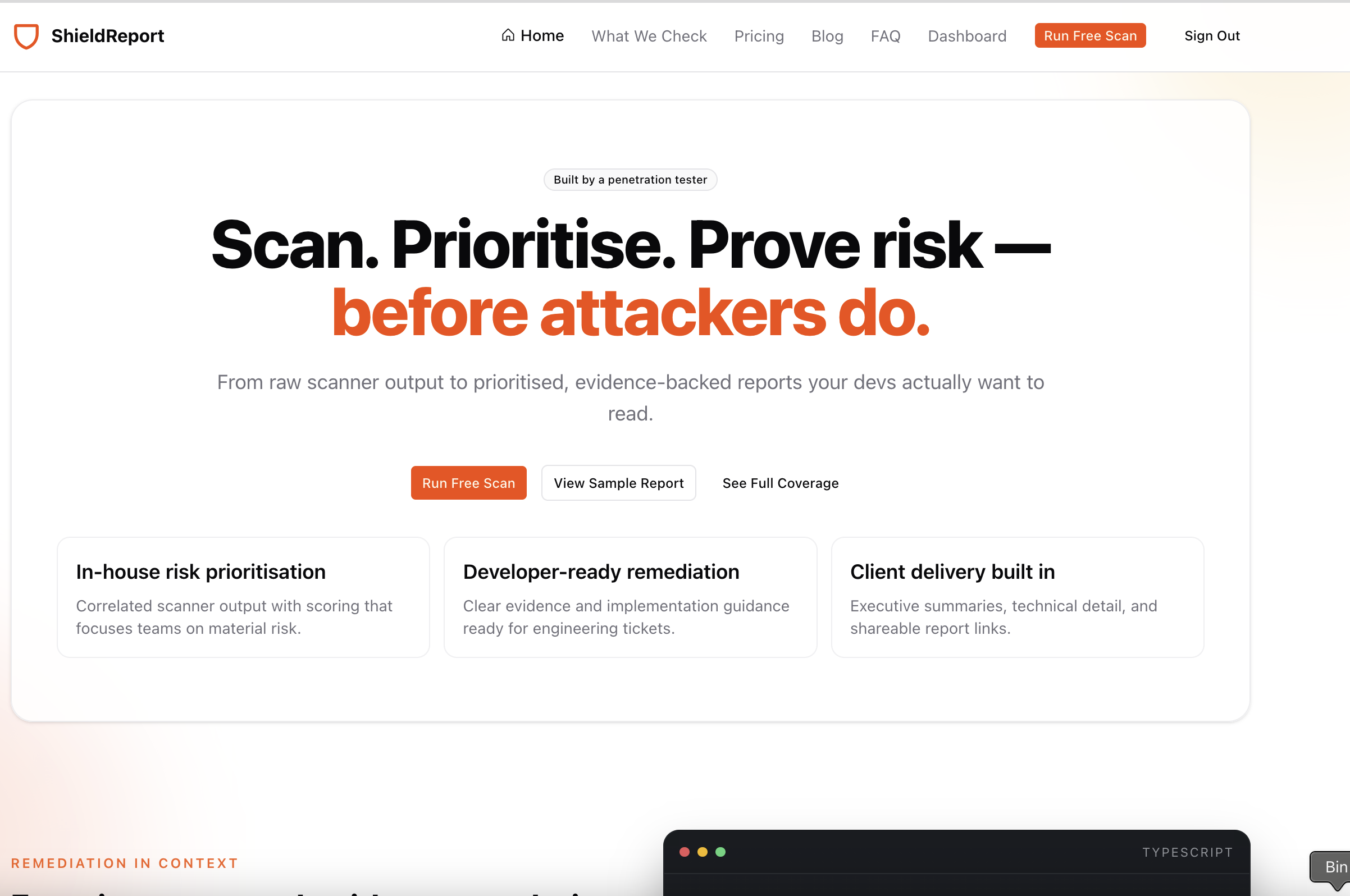 ShieldReport - Main product screenshot demonstrating key features and user interface