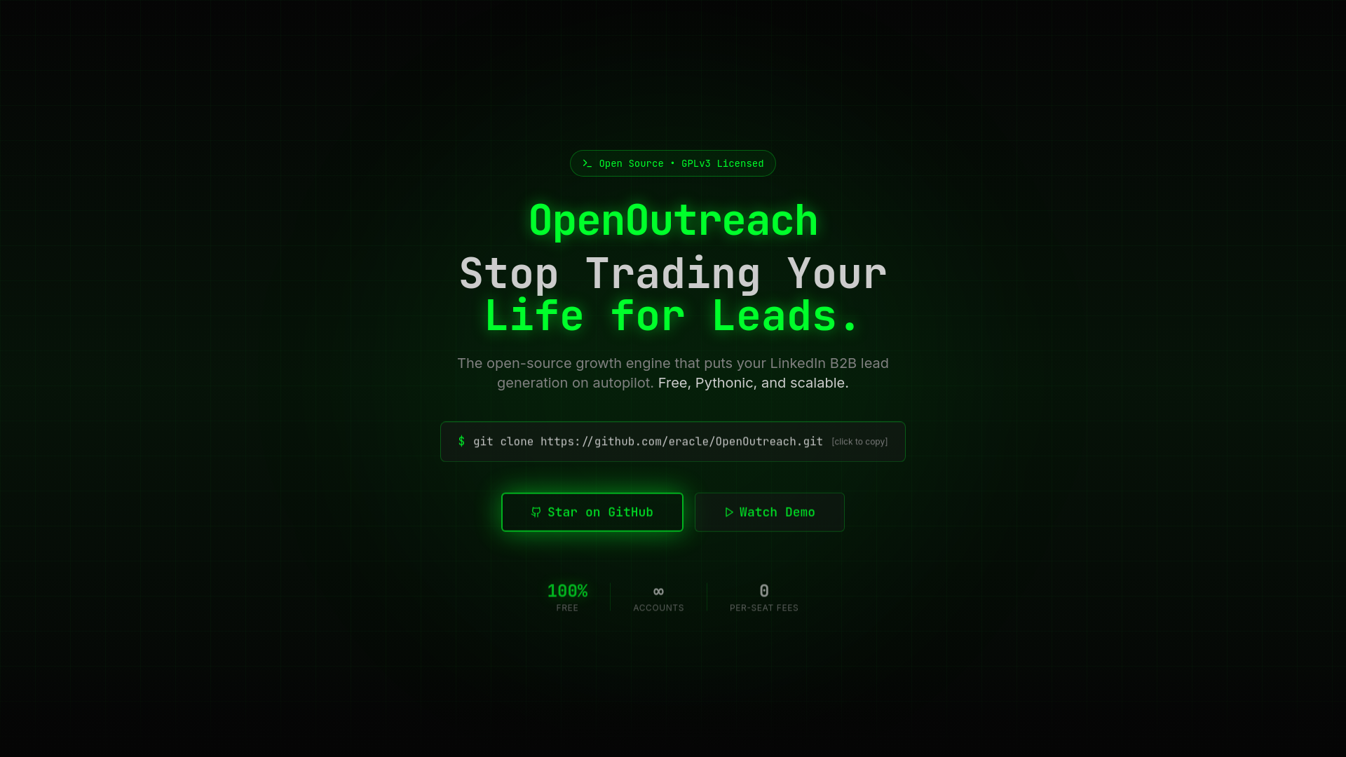 OpenOutreach - Main product screenshot demonstrating key features and user interface