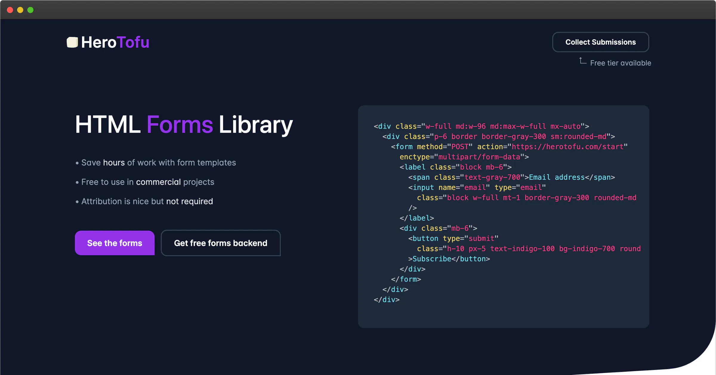 Free and Responsive HTML Form Templates gallery image