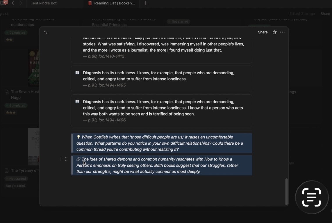 Kindle → Notion bot - Screenshot 3 showing product features and functionality