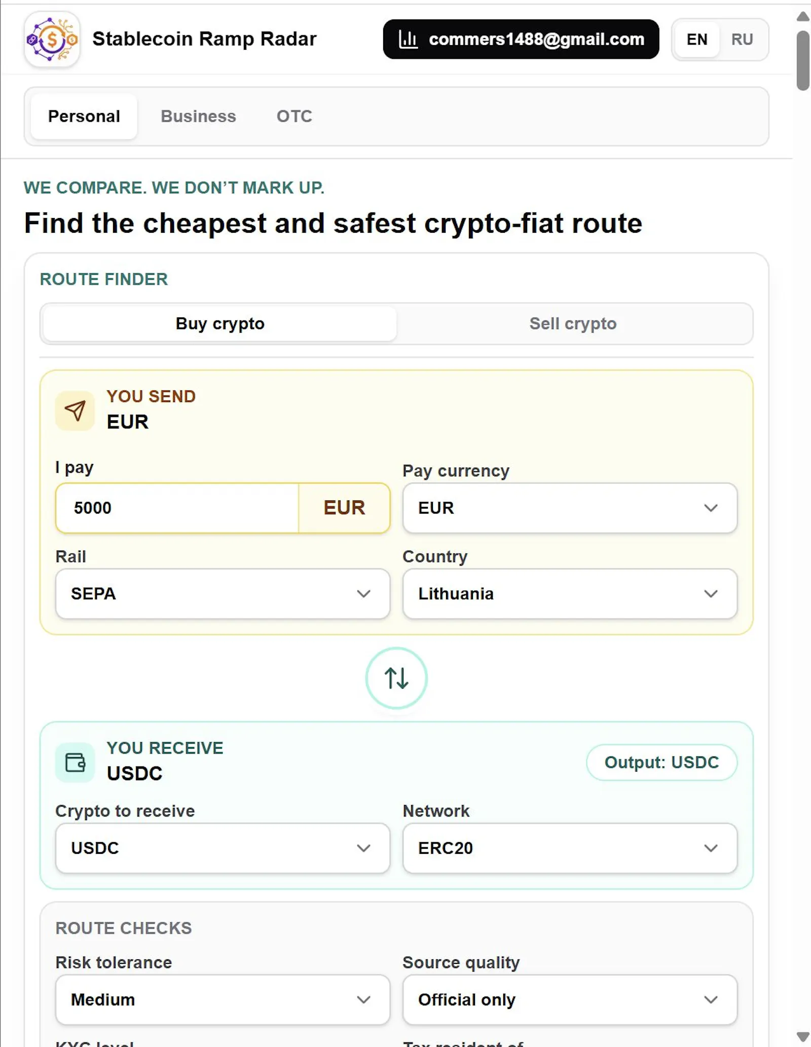 Stablecoin Ramp Radar screenshot 1