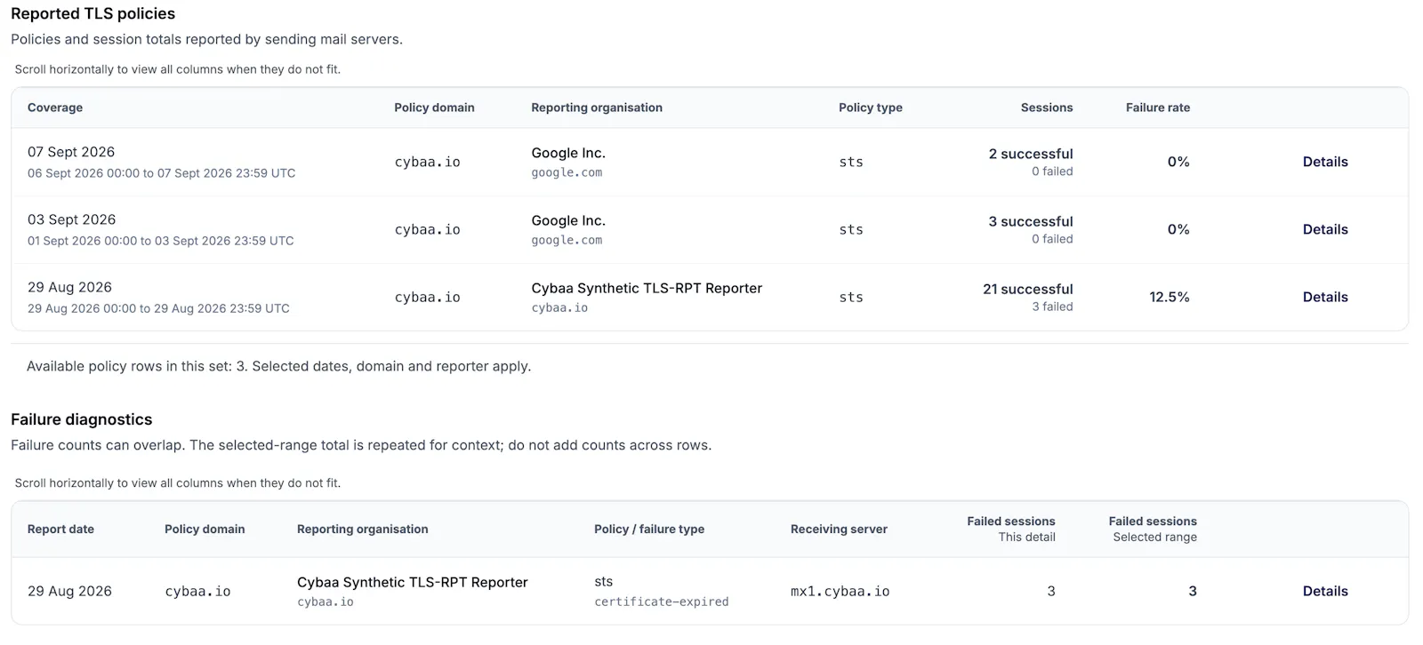 Cybaa DMARC & TLS-RPT Monitoring screenshot 4