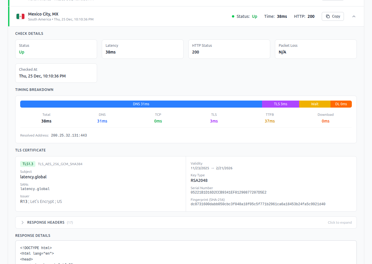 Latency Global - Main product screenshot demonstrating key features and user interface