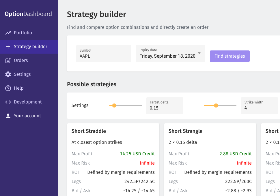 OptionDashboard gallery image