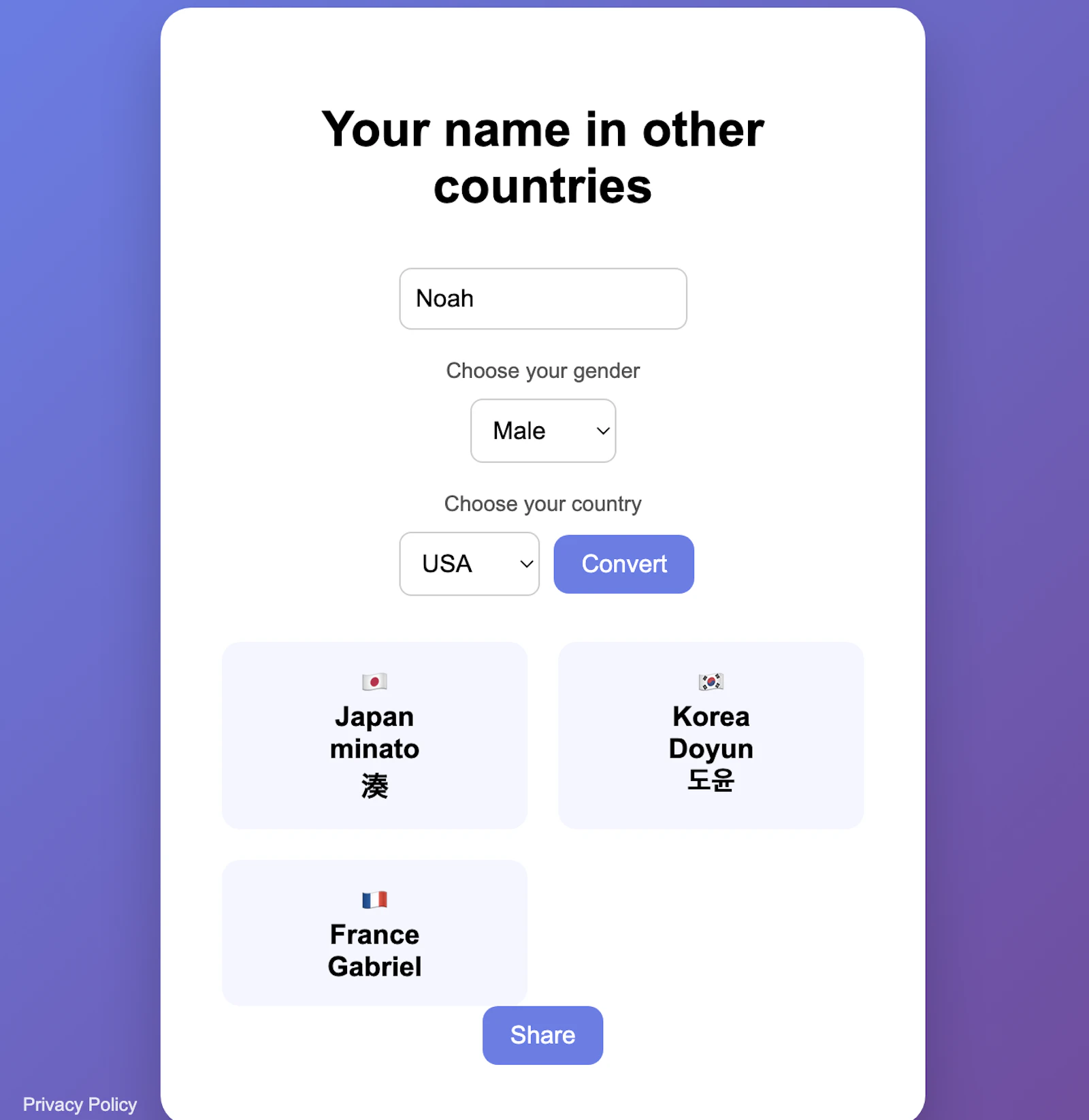 Name in other countries? screenshot 2