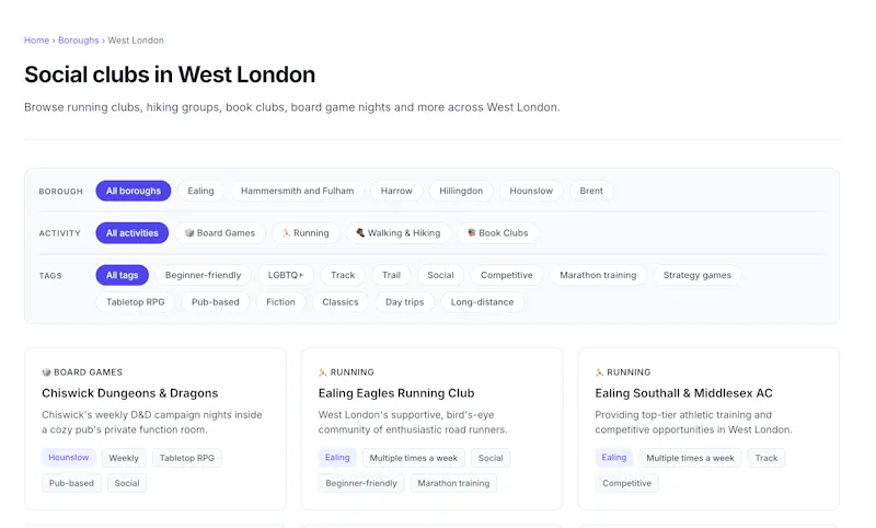 LondonSocialClubs.com screenshot 3
