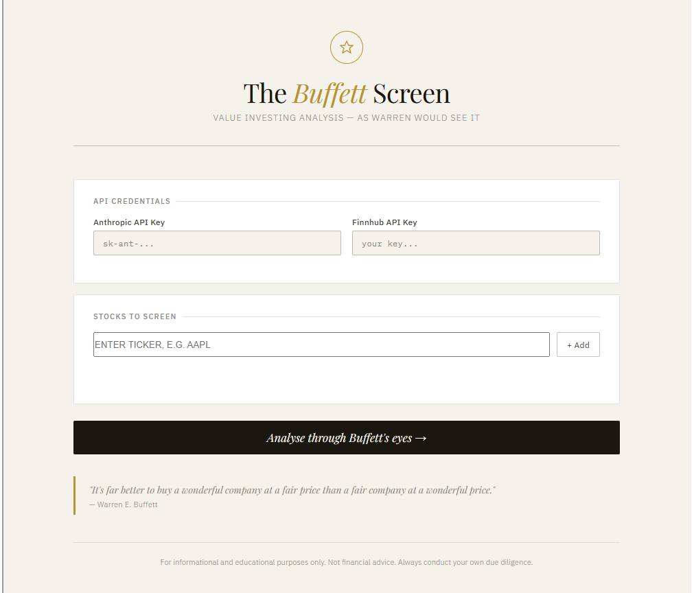 The Buffett Screen gallery image