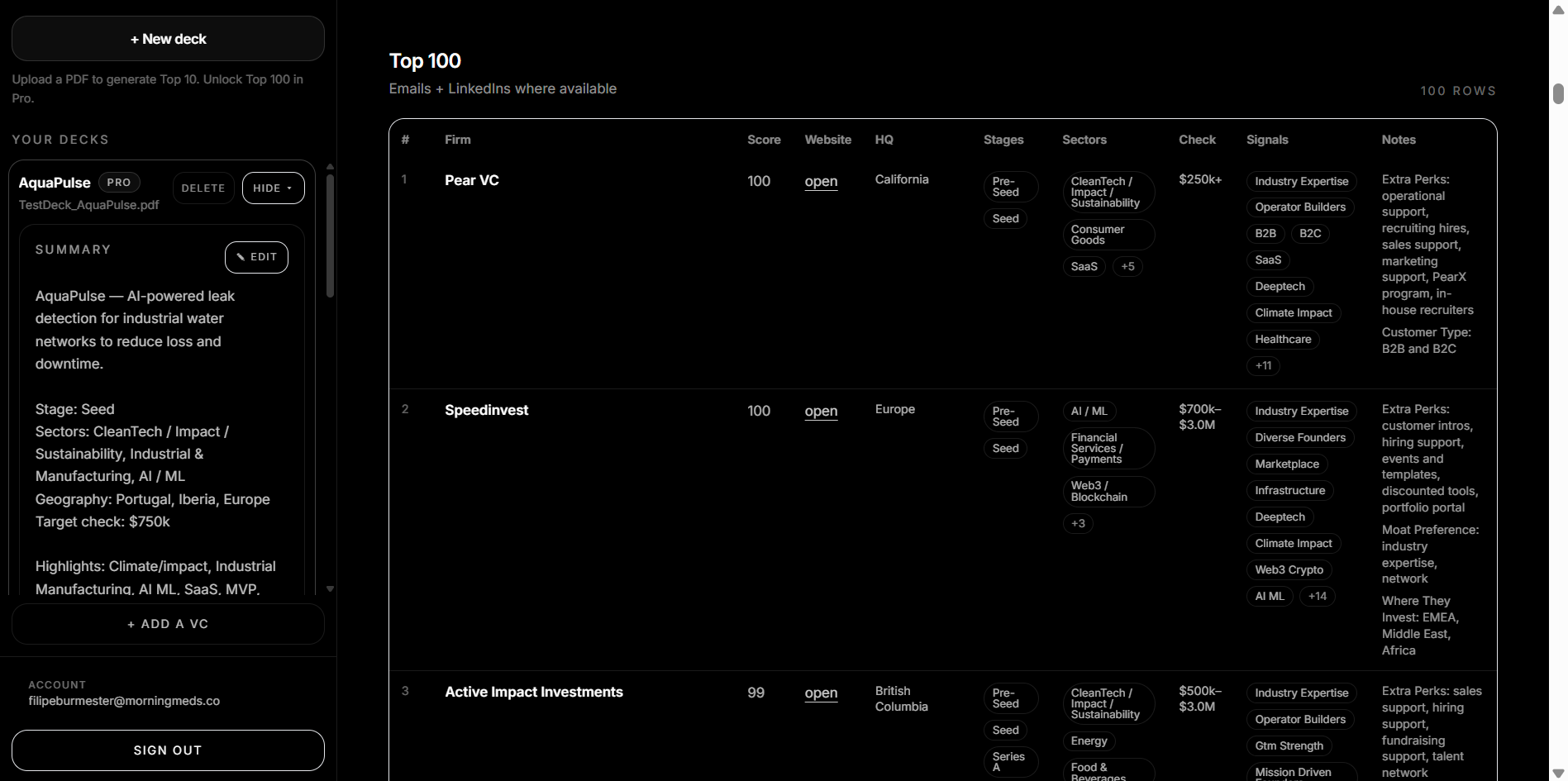 StartupVCMatch - Screenshot 2 showing product features and functionality