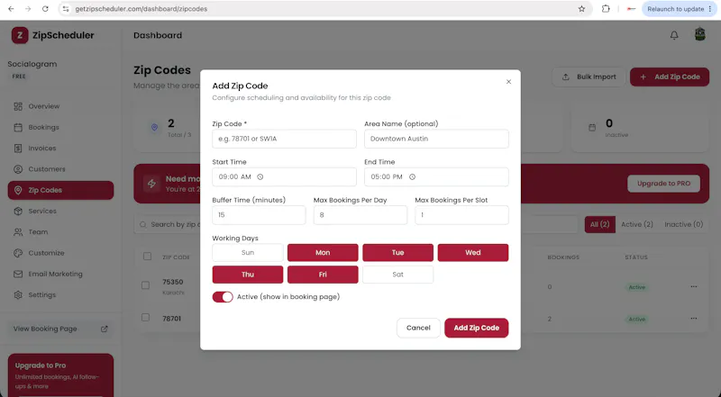 ZipScheduler screenshot 2