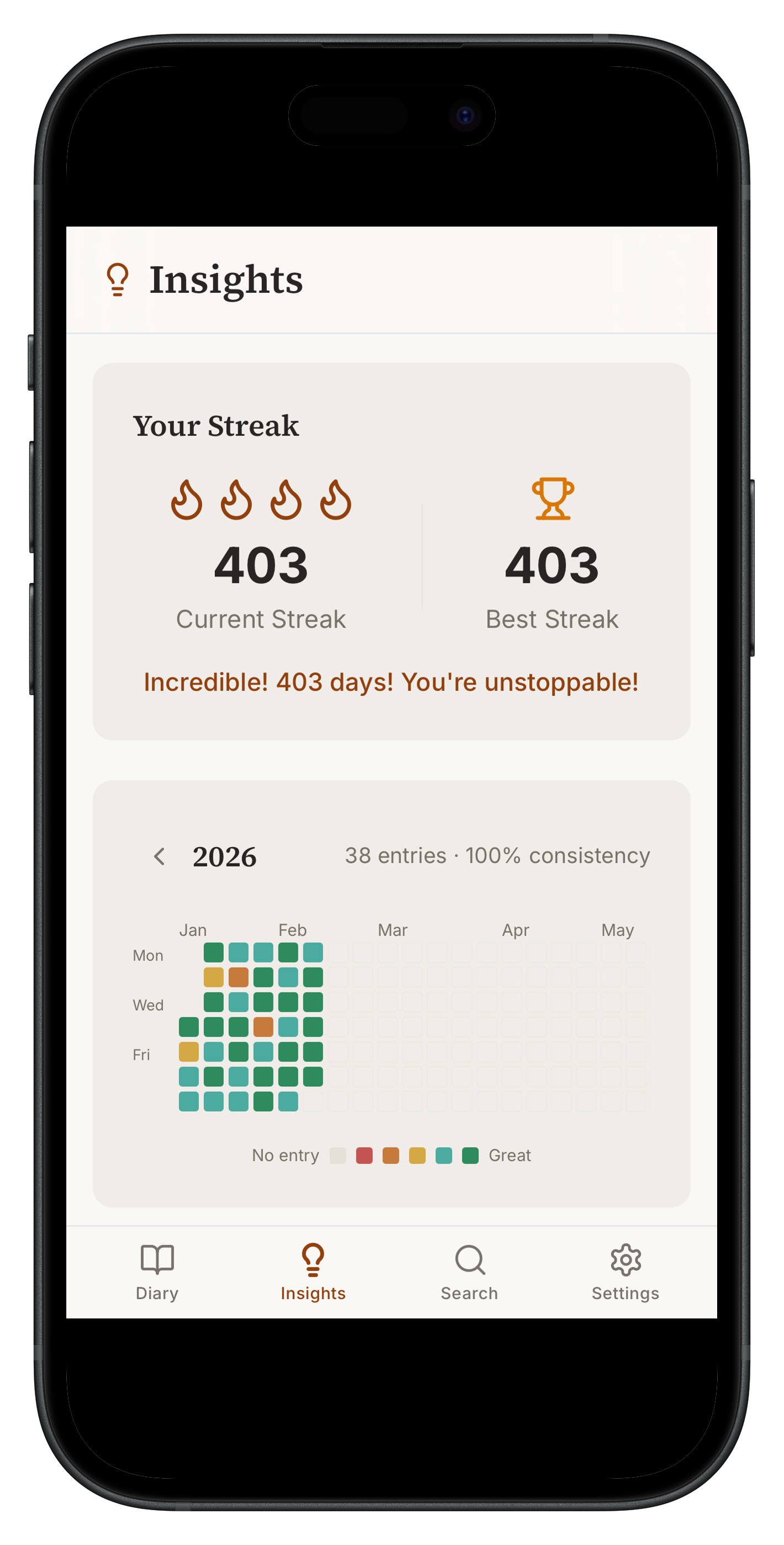 One Line Diary - Screenshot 3 showing product features and functionality