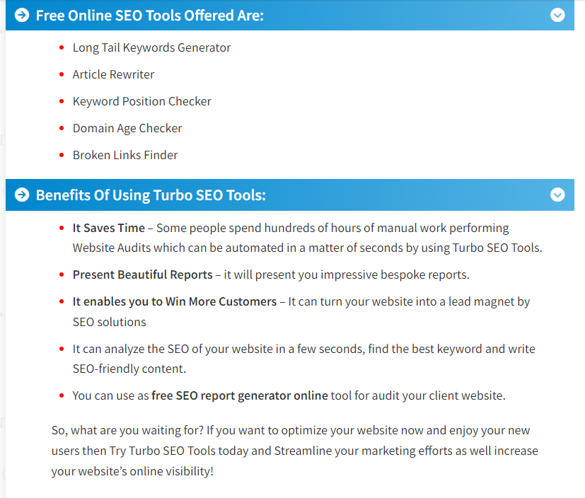 Turbo SEO Araçları - % 100 ücretsiz SEO araçları çevrimiçi medya 2