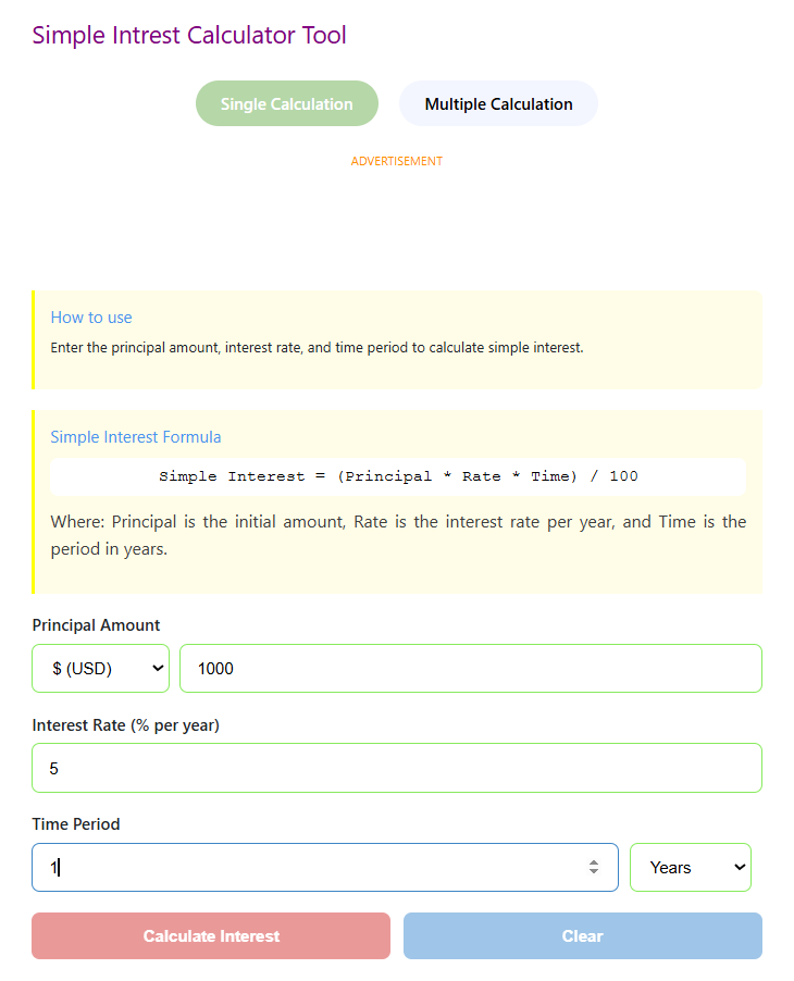 Simple Interest Calculator (Excel/PDF) gallery image