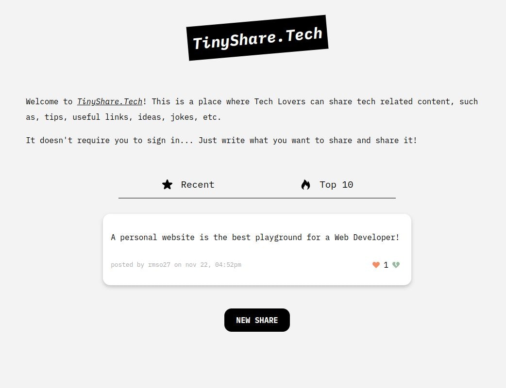 TinyShare.Tech - 技术爱好者可以共享与技术相关的内容的地方媒体1