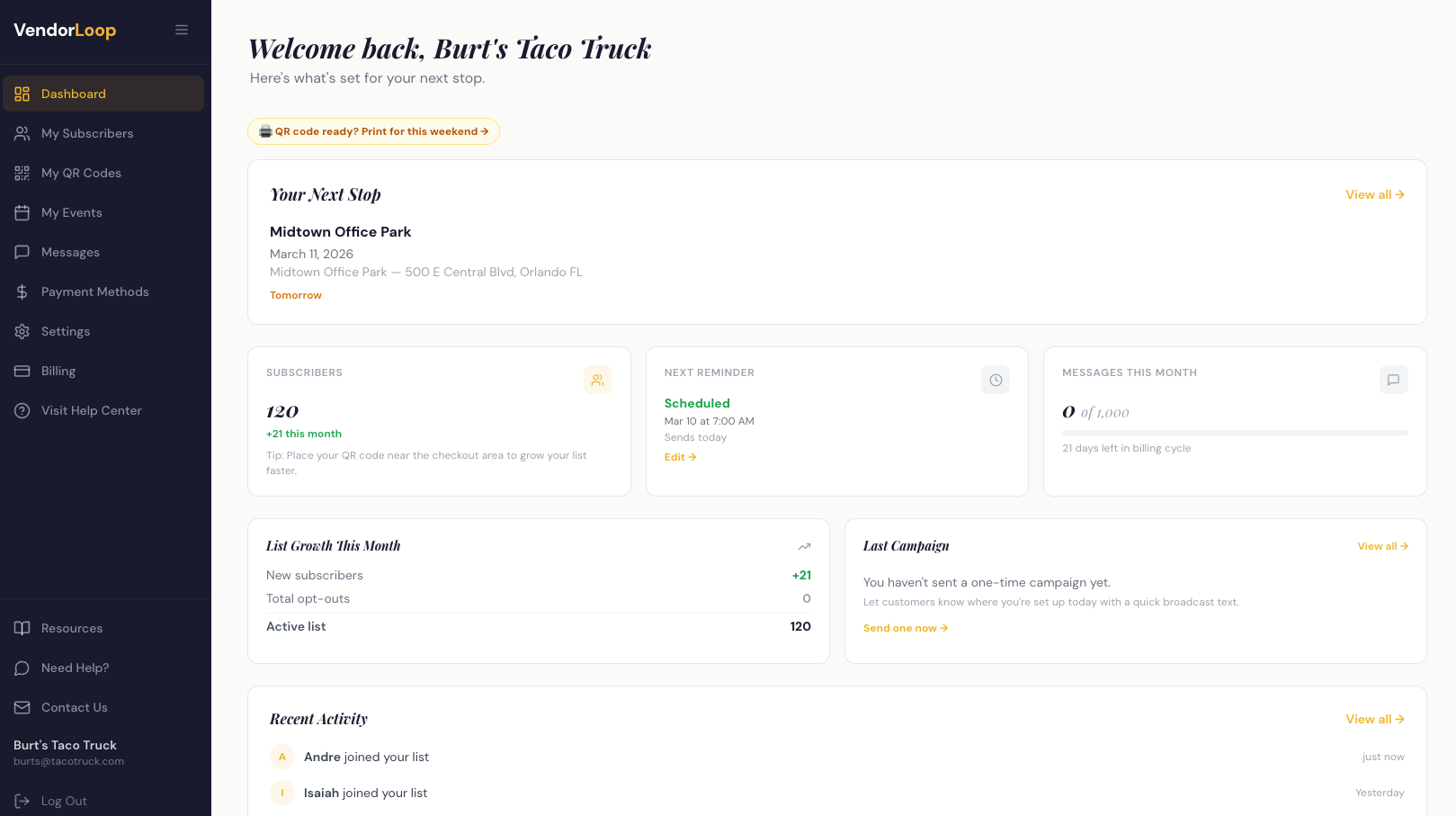 VendorLoop - Main product screenshot demonstrating key features and user interface