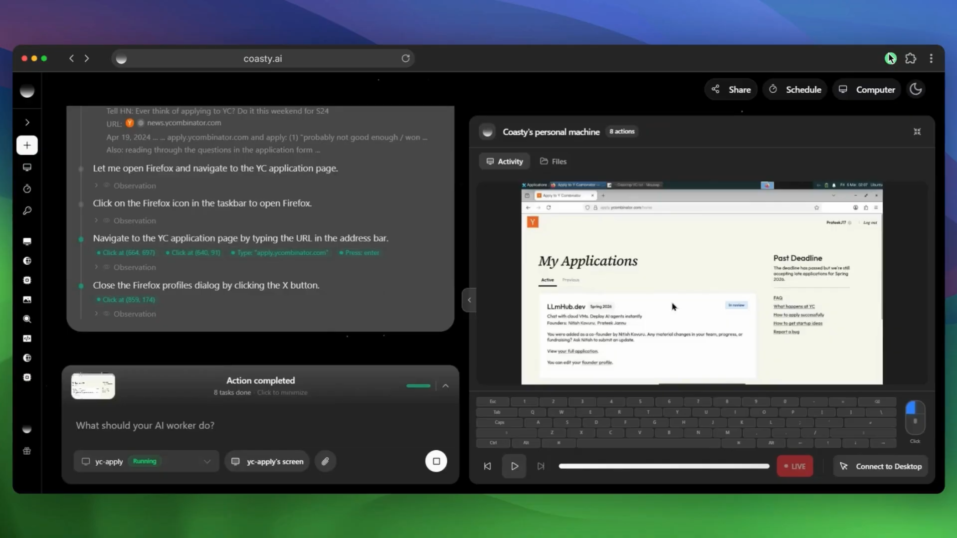 Coasty - Main product screenshot demonstrating key features and user interface